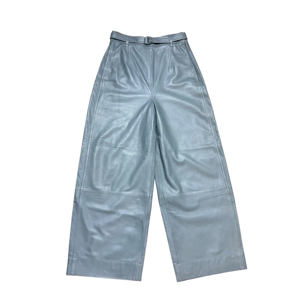 Vince NWT Leather High Waist Wide Leg Cropped Pants Size 2 - Picture 2 of 4